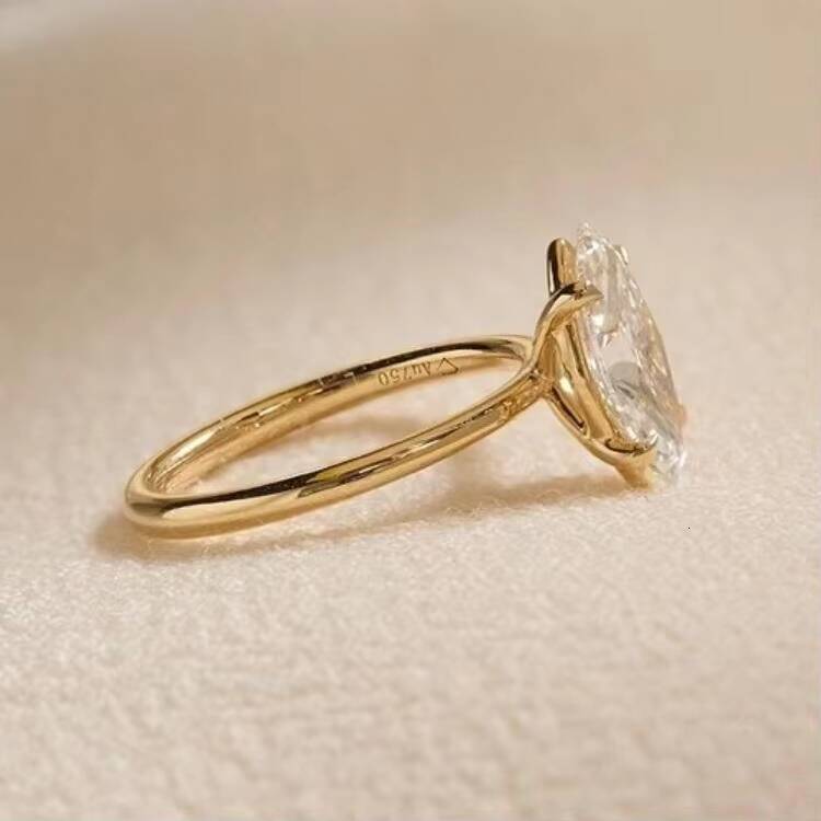 Exquisite marquise lab grown diamond solitaire ring in gold rose gold white gold and silver for engagement wedding jewelry