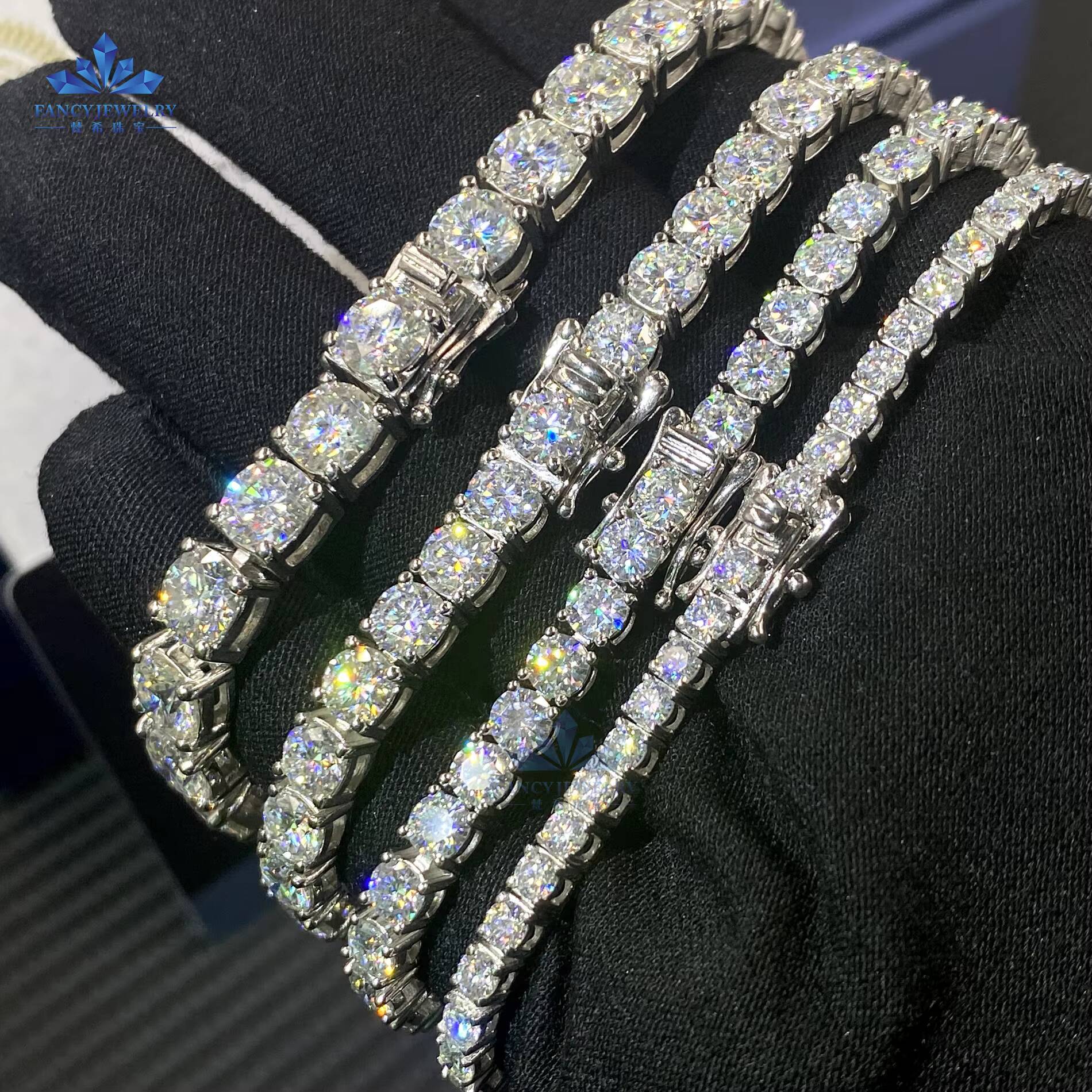 Factory HPHT CVD Lab Grown Diamond Tennis Bracelet Necklace 10K 14K Real Solid Yellow Gold Link Chain for Men Women 2mm 3mm