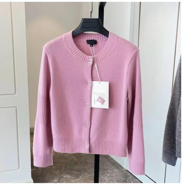 2026SS designer new style women's knitted cardigan sweater letter button decoration spring and autumn black pink gray high quality women's top