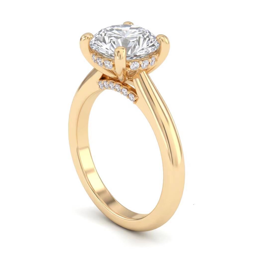 15ct Radiant Cut Lab Grown Diamond Engagement Ring with Hidden Halo Solitaire Setting 14k Gold Cut Whisper Thin
