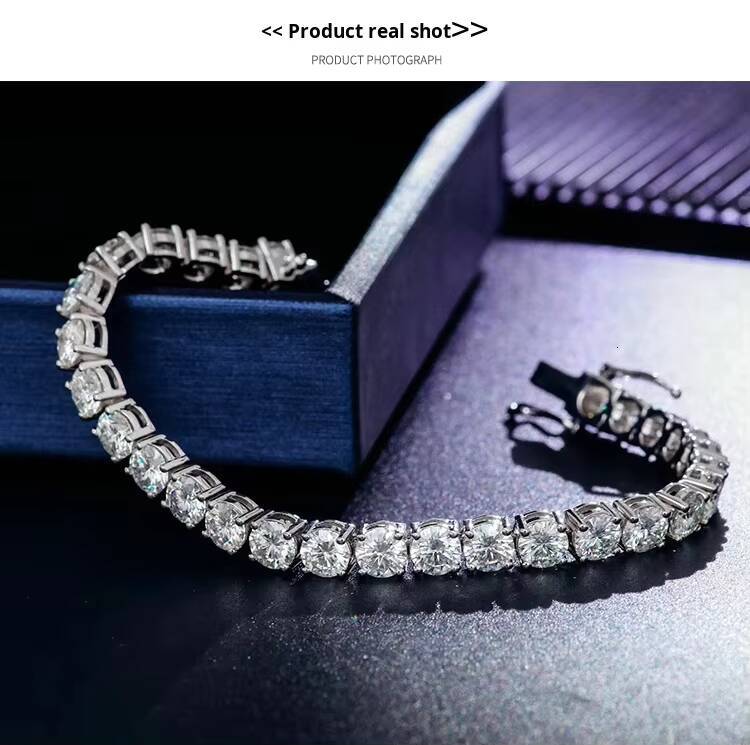Tennis Chain Lab Grown Moissanite FineJewelry Womens Mens Silver 14K White Yellow Rose Gold Plated Custom Tennis Bracelet
