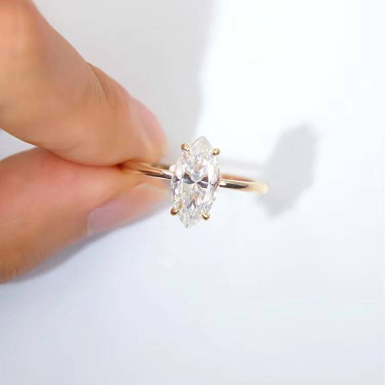 Exquisite marquise lab grown diamond solitaire ring in gold rose gold white gold and silver for engagement wedding jewelry