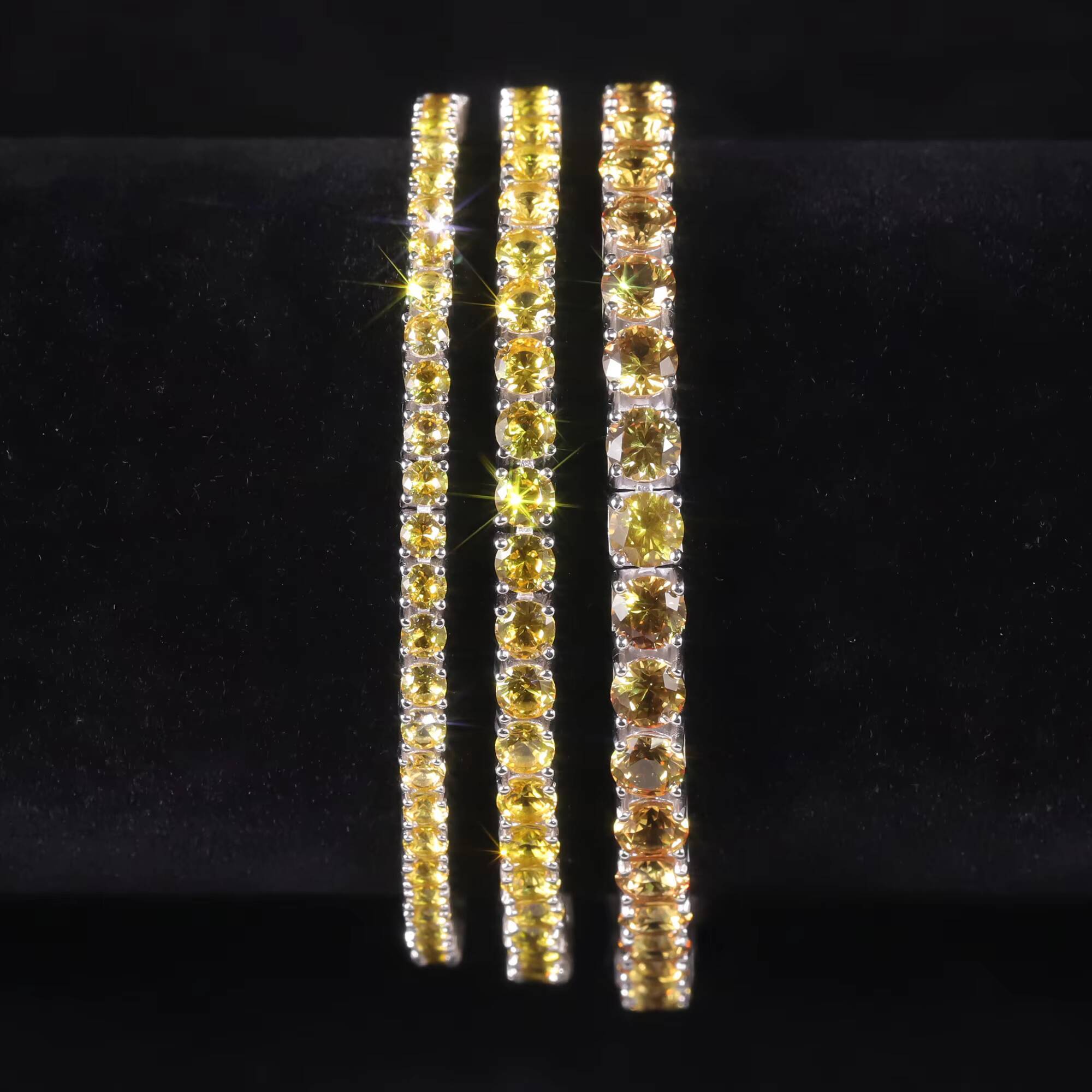 Affordable Factory Prices 925 Sterling Silver Tennis Chain Custom 3mm 4mm 5mm Yellow Lab Grown Sapphire Tennis Bracelet