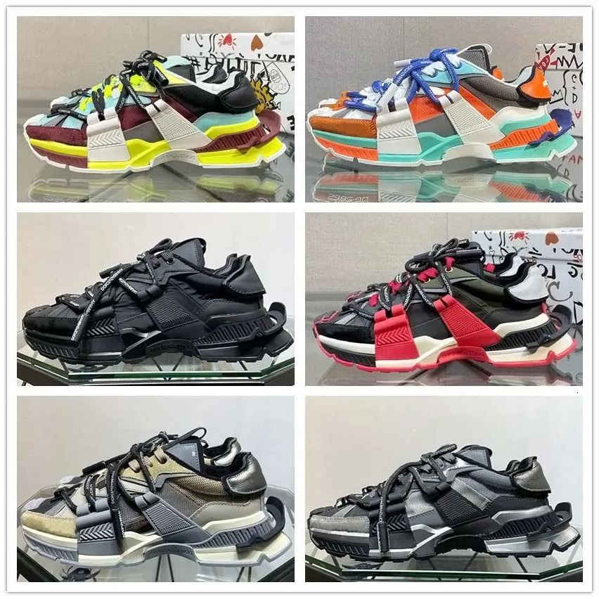 with box designer shoes brand men womens platform casual dg daymaster stitching material women sneakers super flex rubber sol dolce gabannas e dg gabbanas WCFH