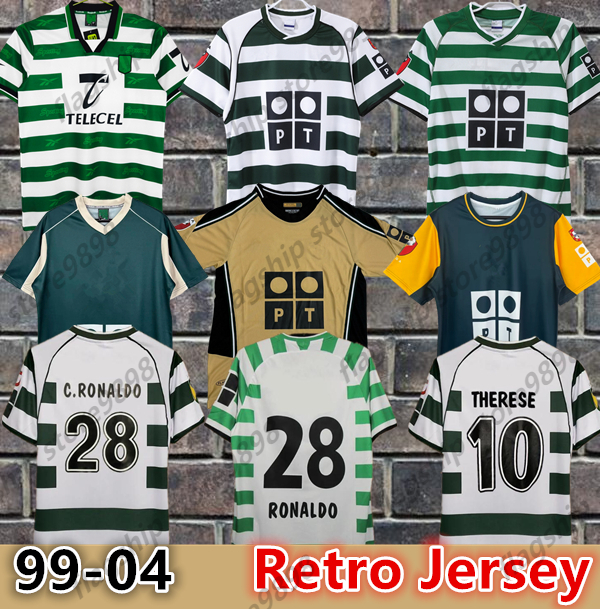 Sporting #28 C RONALDO Lisbons retro 1999 2000 2001 2002 2003 soccer jerseys 01 02 03 Vintage Maillot QUARESMA Camisa de futebol NICULAE men kids football long sleeve