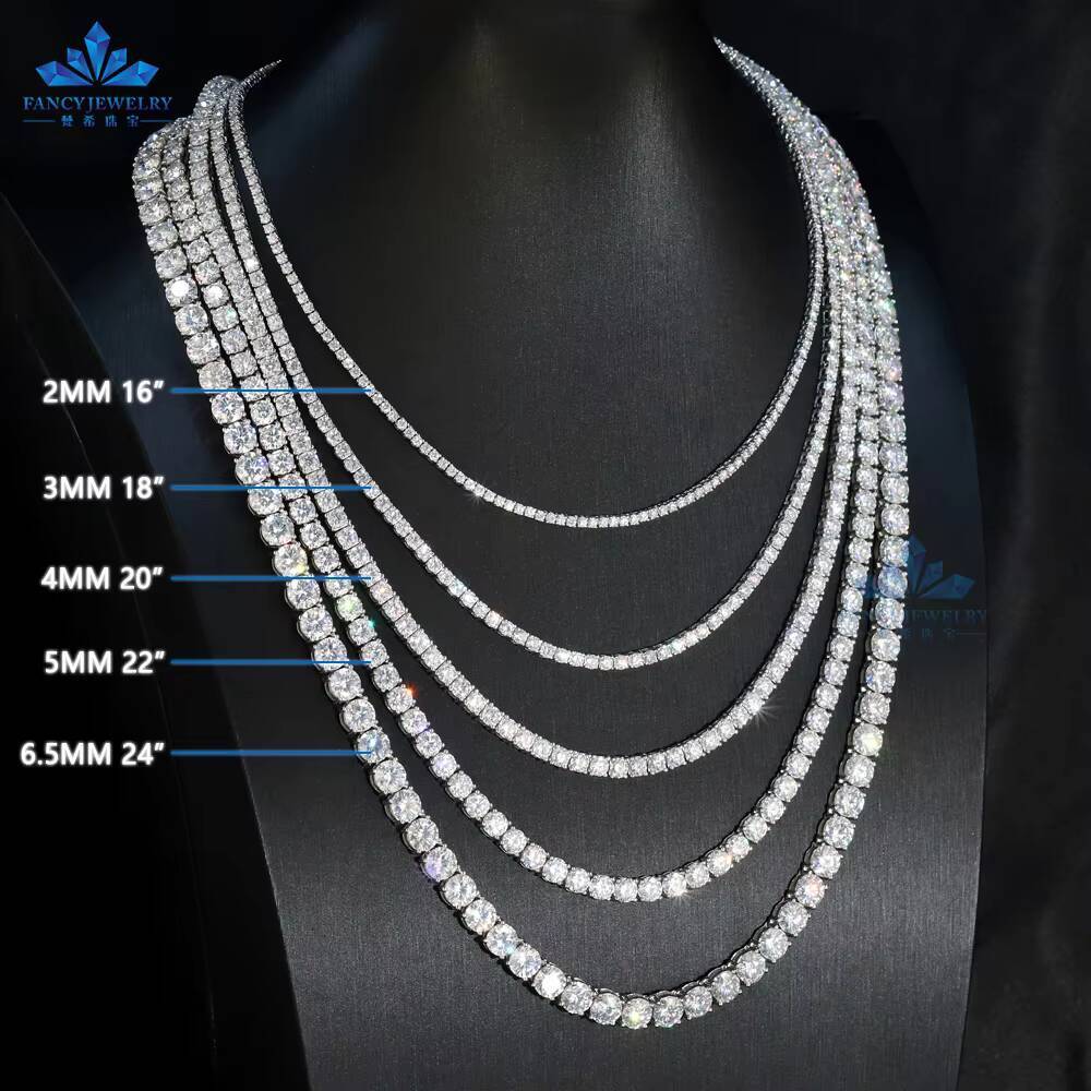 Factory HPHT CVD Lab Grown Diamond Tennis Bracelet Necklace 10K 14K Real Solid Yellow Gold Link Chain for Men Women 2mm 3mm