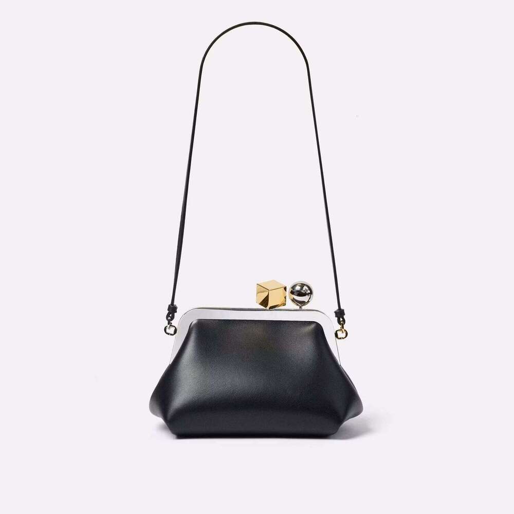 Luxury Designer Small Clasp Bag with Metal, Fashionable Kisslock Handbag Women, Dress Purses Prom Clutch for Ladies Elegant