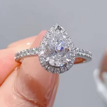 Xinfly Wholesale 1ct Main Stone Pear Lab Grown Diamond Ring Pt950 Water Drop Factory Price Platinum CVD Fine Jewelry Custom