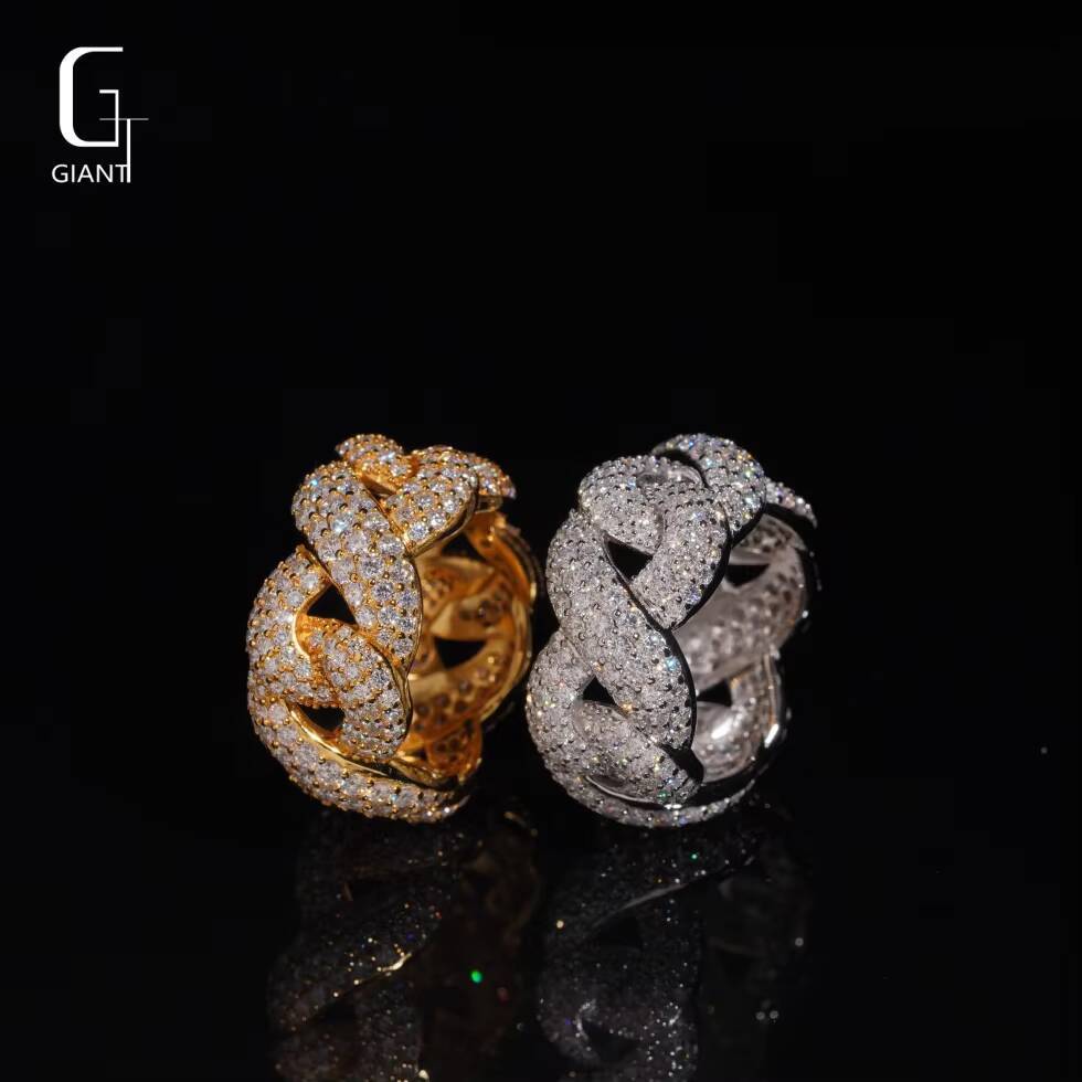 Wholesale 512ct Three Rows Iced Out Moissanite Hip Hop Diamond VVS 925 Sterling Silver Moissanite Rings for Men Fine Jewelry