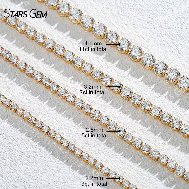 Ready to Ship Tennis Bracelet 10K White Yellow Solid Gold Different Size Lab Grown Diamond Tennis Chain