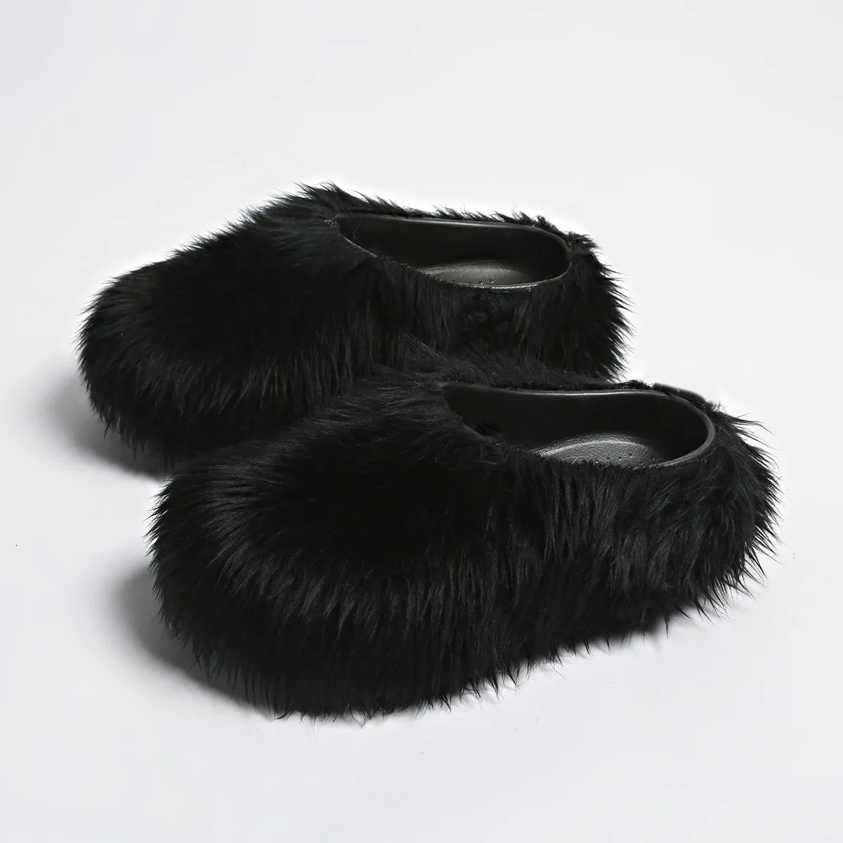 Modern Slippers Womens Faux Fur Adult Platform Mule Shoes Thick Sole Slides 260124