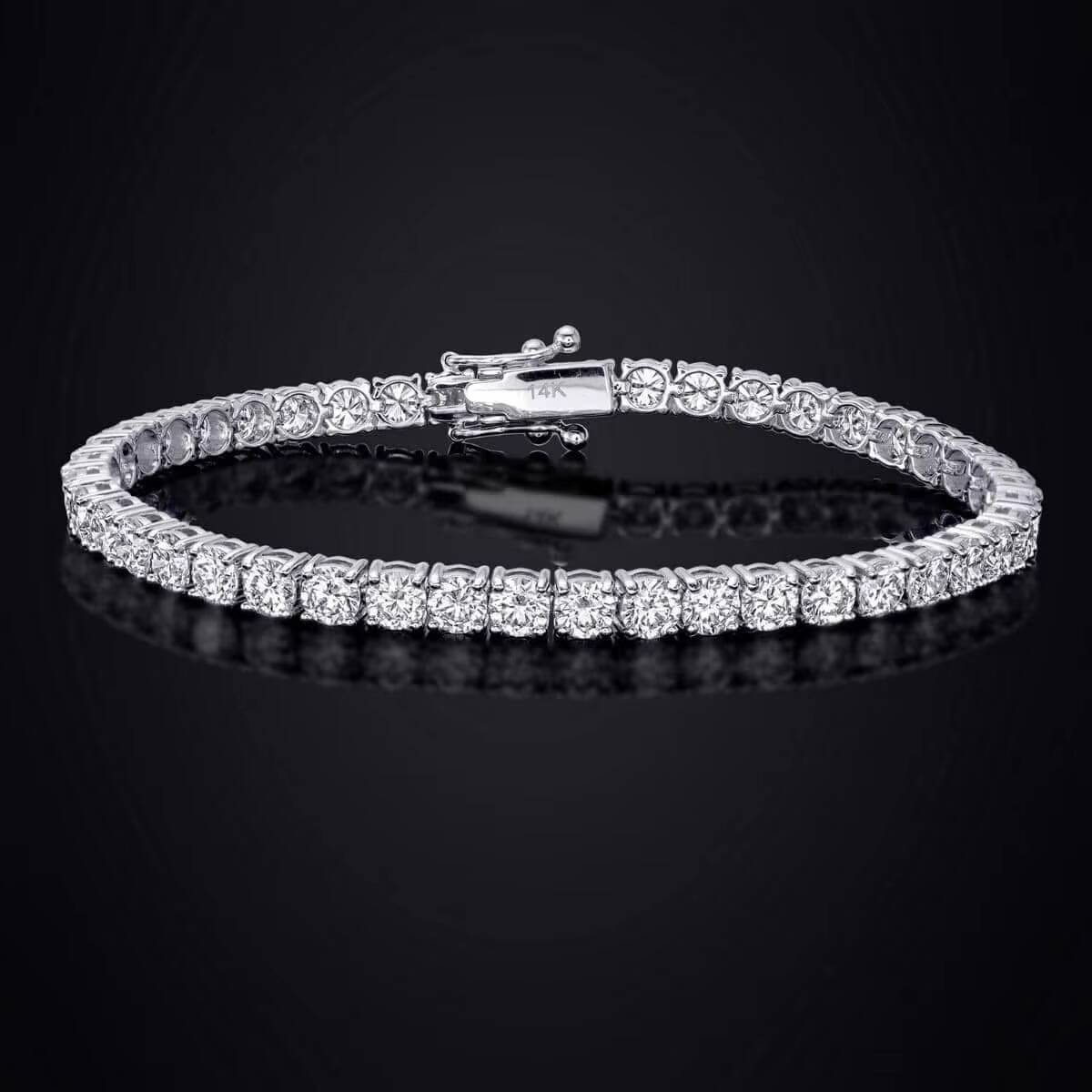 Oval Cut Lab Grown Created Diamond Classic Tennis Bracelet Chain 18k Solid Gold NGTC Certified Unisex Wedding Engagement