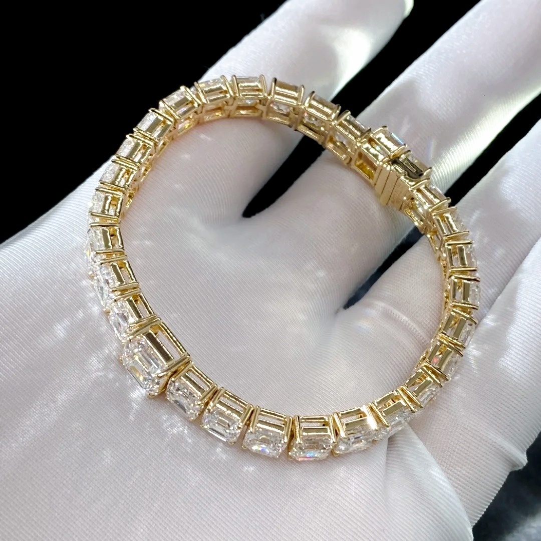 03ct 08ct Asscher Cut Tennis Chain Lab Grown Diamond Tennis Bracelet with Lab Diamond for CVD HPHT Jewelry Unisex
