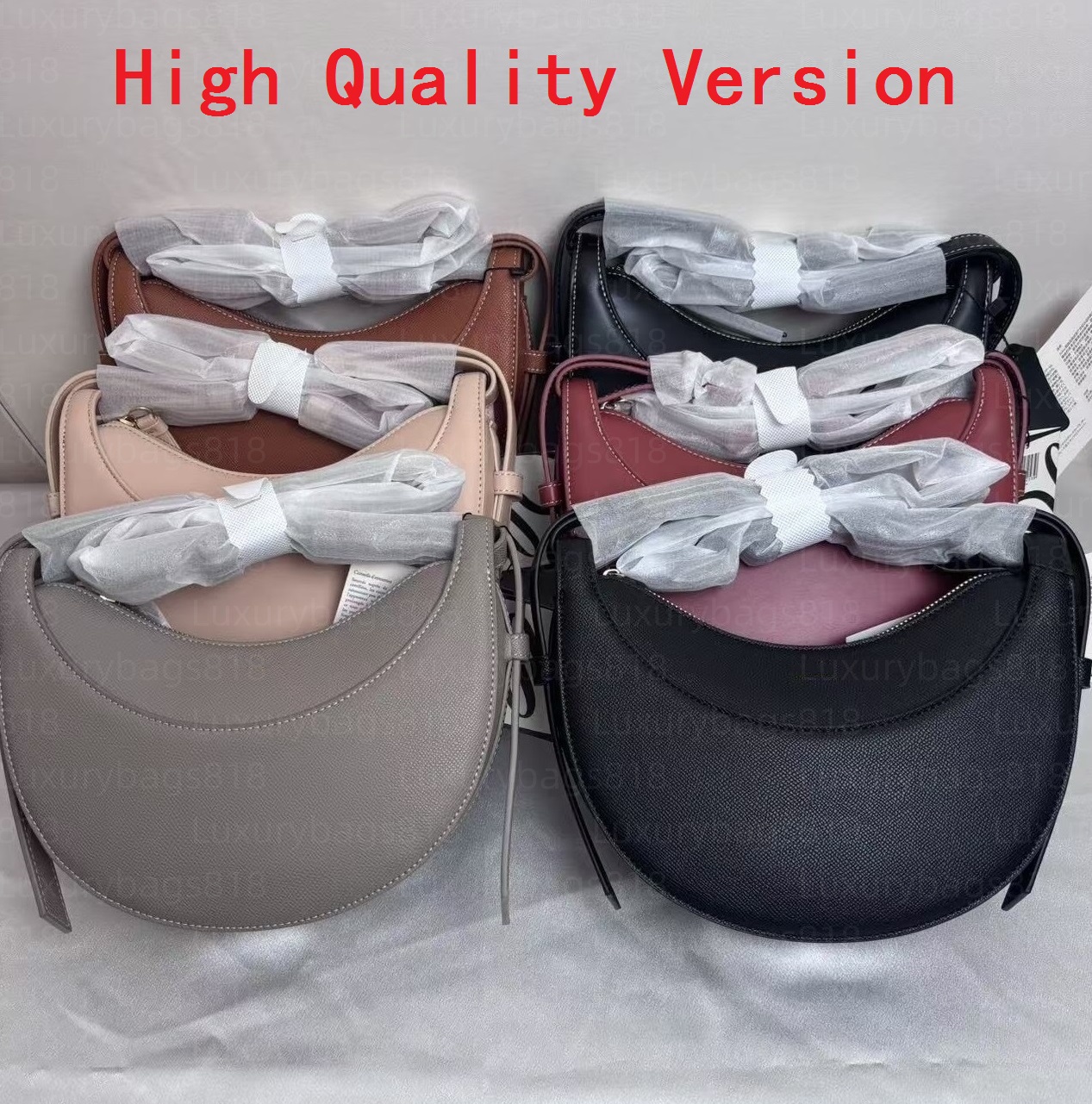 Designer Shoulder Bags Numero Dix Half-Moon bag Full-Grain Textured/Smooth Calf Leather characteristic Tote Closure Crossbody Women Hobo Handbags Purse