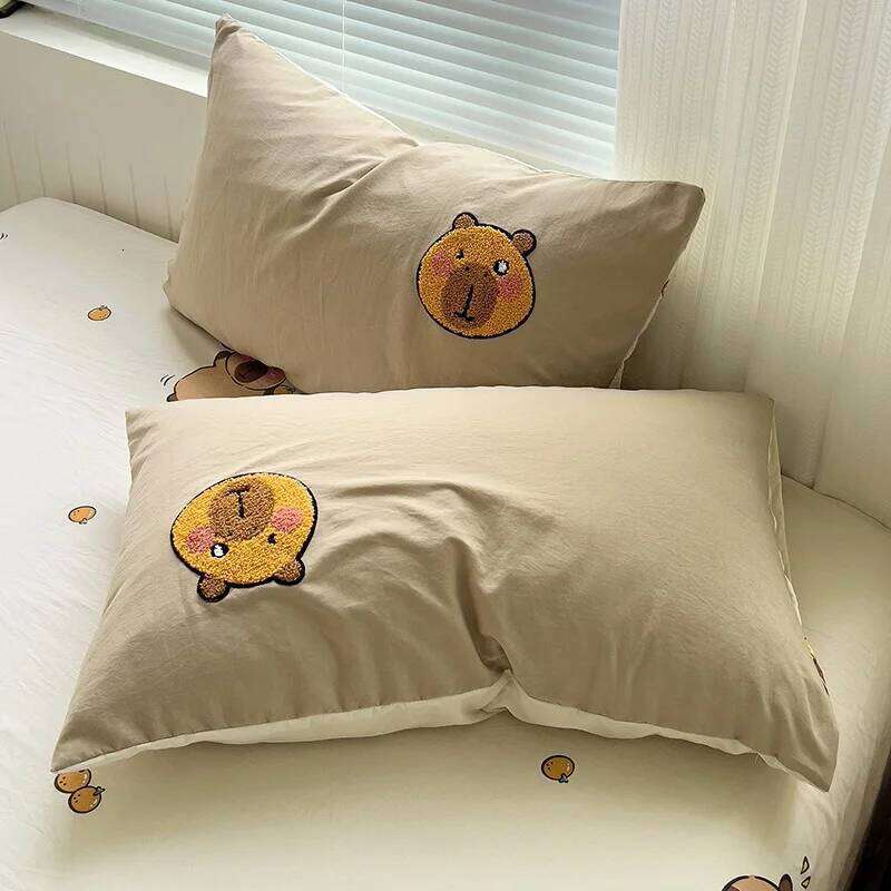2025 Capibara Bedding Sheets Dog Cat Cute-Girl Soft Skin Friendly For Kids Capibaras Bed Linen Set Duvet Cover Y260124