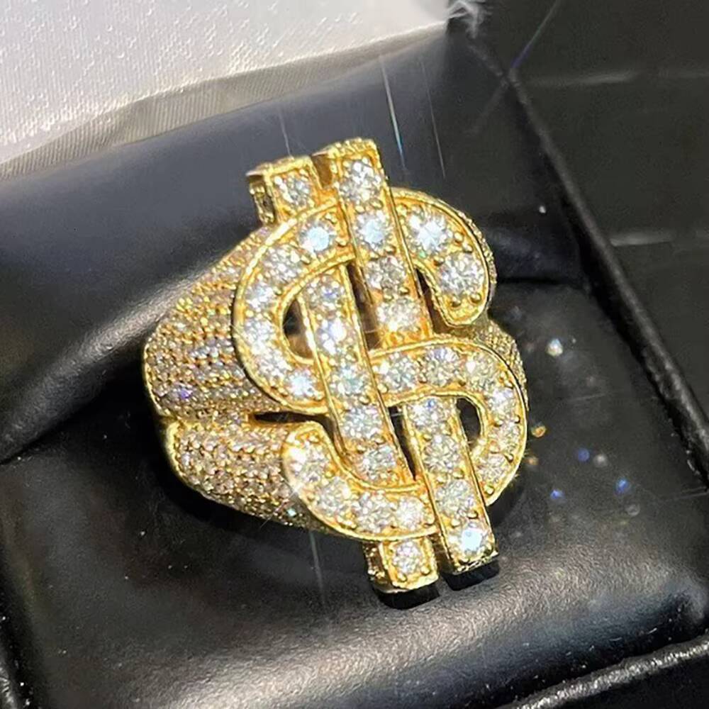 High Quality VVS Moissanite Dollar Sign Hip Hop Ring Champion Ring Iced Out Men Customized Ring Jewelry