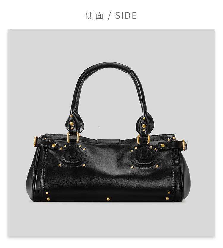 punk Street Bag,Vintage Lock Buckle Designer Tote Bag,classic Large Capacity Commuting Shoulder Bags, Fashionable Lady Handbags