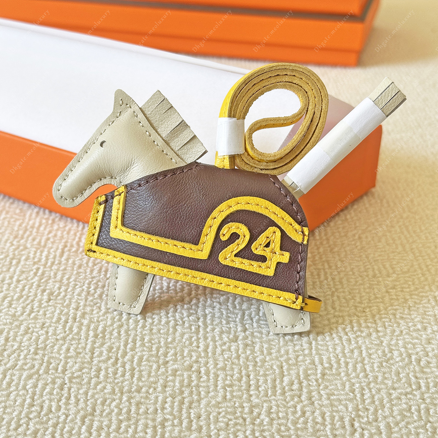 H style designer Cute Handmade Leather Horse Bag Charm Animal Keychain Fashion Bag Accessory car hanging ornament