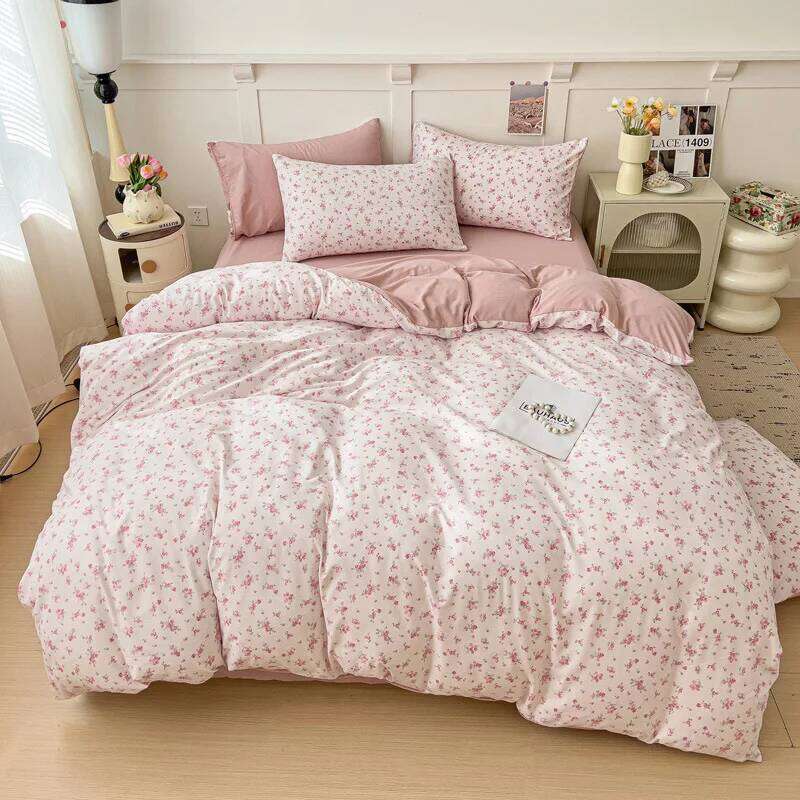 Green Floral Bedding Ins Girls Queen King Three or Four Pieces Duvet Cover with Zipper No Filler Pillowcases Bed Sheet Set Y260124