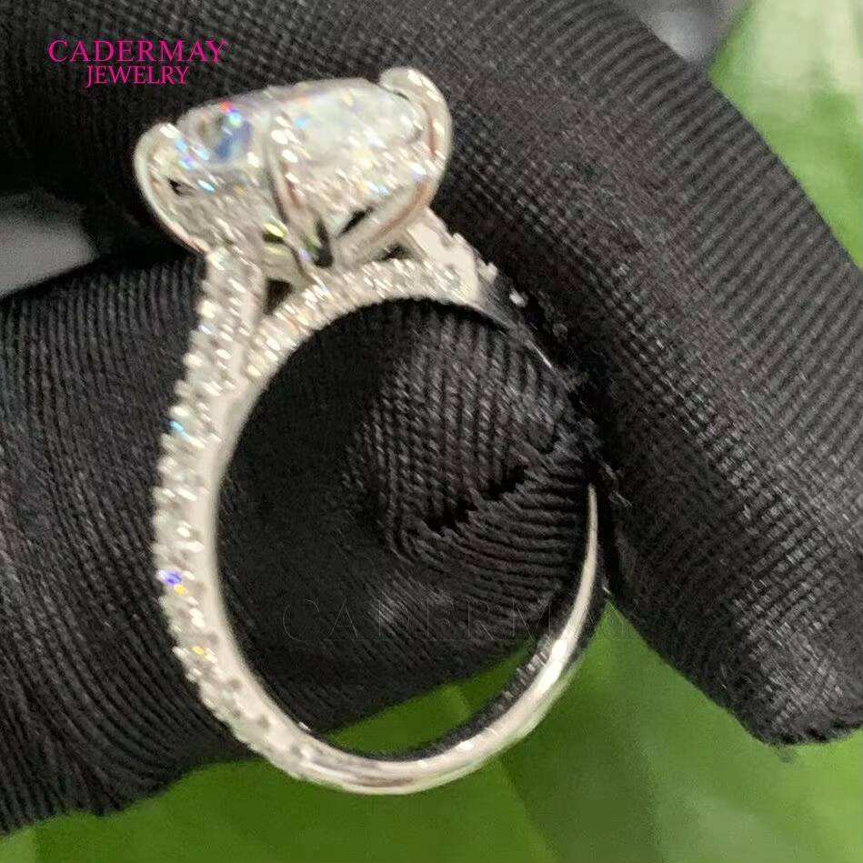 S925 Silver Sterling Long Oval 5ct Fancy Moissanite D VVS1 Pass Diamond Tester Engagement Wedding Rings Brand