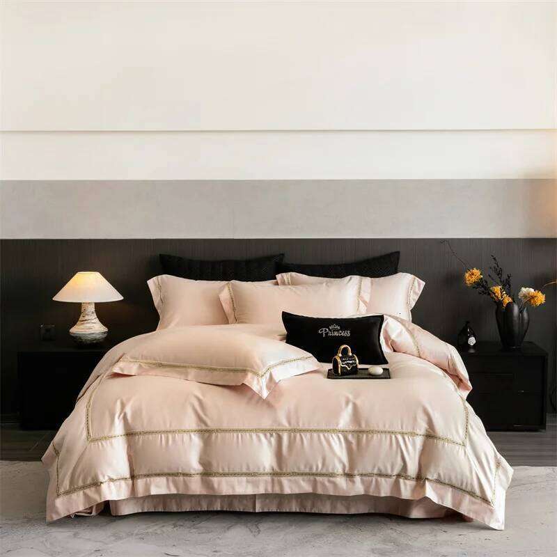 800TC Egyptian Cotton Luxury Embroidery Queen King Size Soft Bedding Duvet Cover Set Flat/Fitted Bed Sheet Pillowcases 4Pcs Y260124