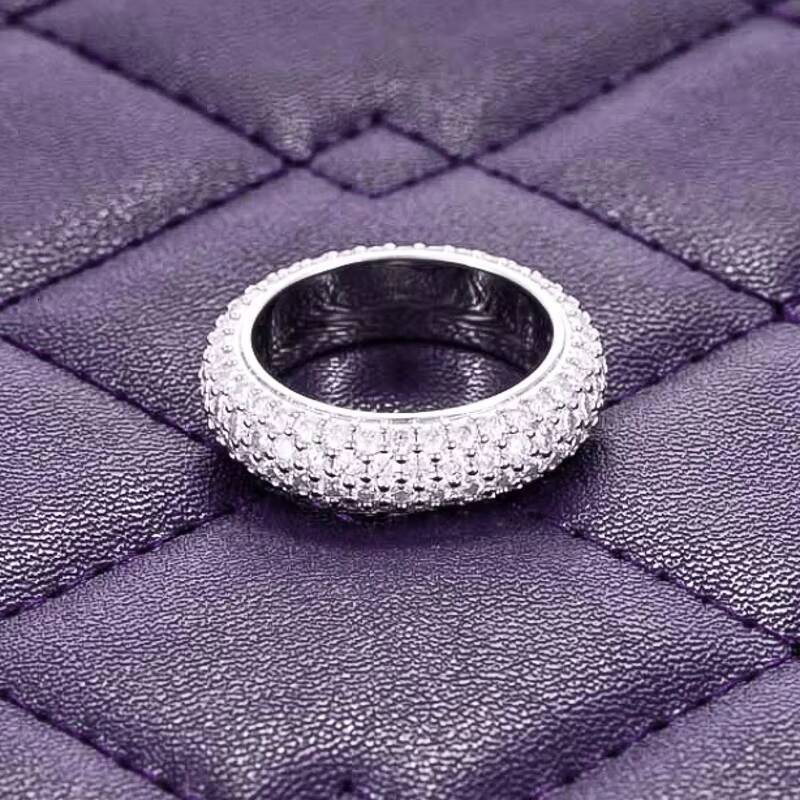 Hip Hop VVS D Color Moissanite Bling Mens Cluster 4 Rows Band Ring With 925 Sterling Silver Pass Diamond Tester GRA