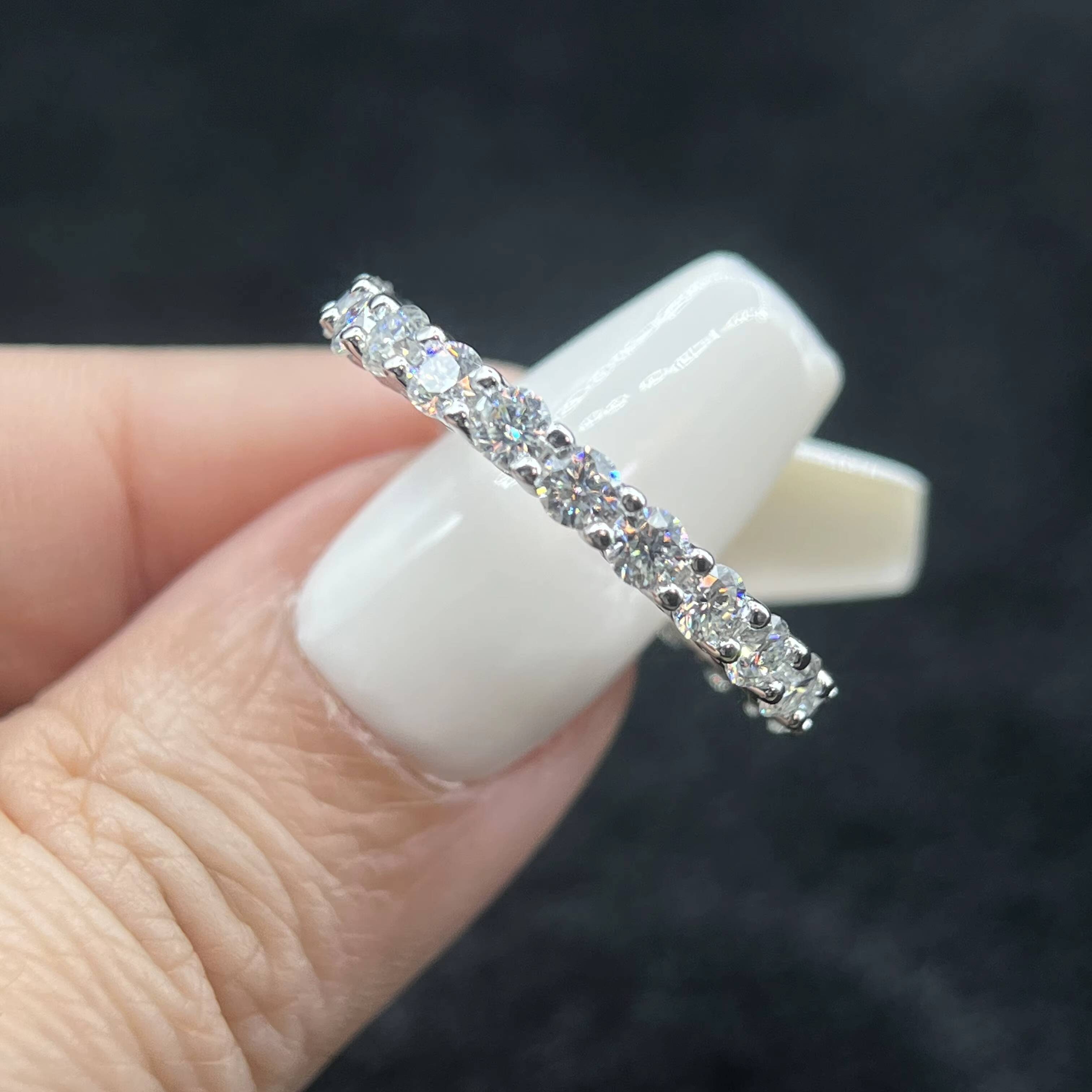 Luxury 2 3mm D Color VVS Full Moissanite Gemstone S925 Sterling Silver Engagement Eternity Band Ring for Women Wedding Jewelry