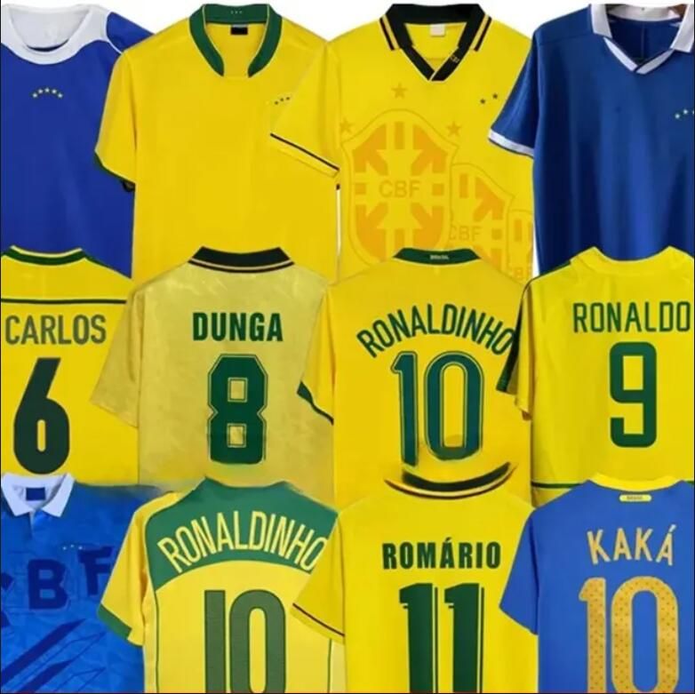 1970 1978 1998 retro Brasil PELE soccer jerseys 2002 Carlos Romario Ronaldo Ronaldinho shirts 2004 1994 BraziLS 2006 RIVALDO ADRIANO KAKA 1988 2000 2010 VINI JR11