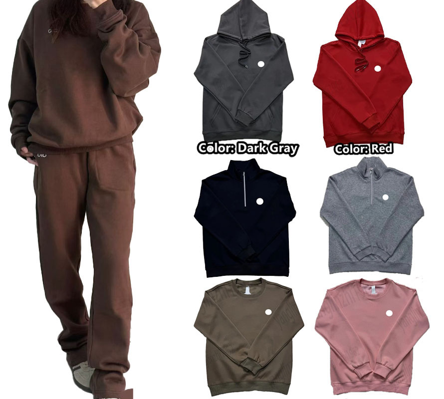 Yoga Hoodies Midnight Green Black White Red Pink Blue Warm Sweatshirts Silver on Chest Loose Sweatwear Men Women Casual Hoodies Sweat Tops Womens Sportswear