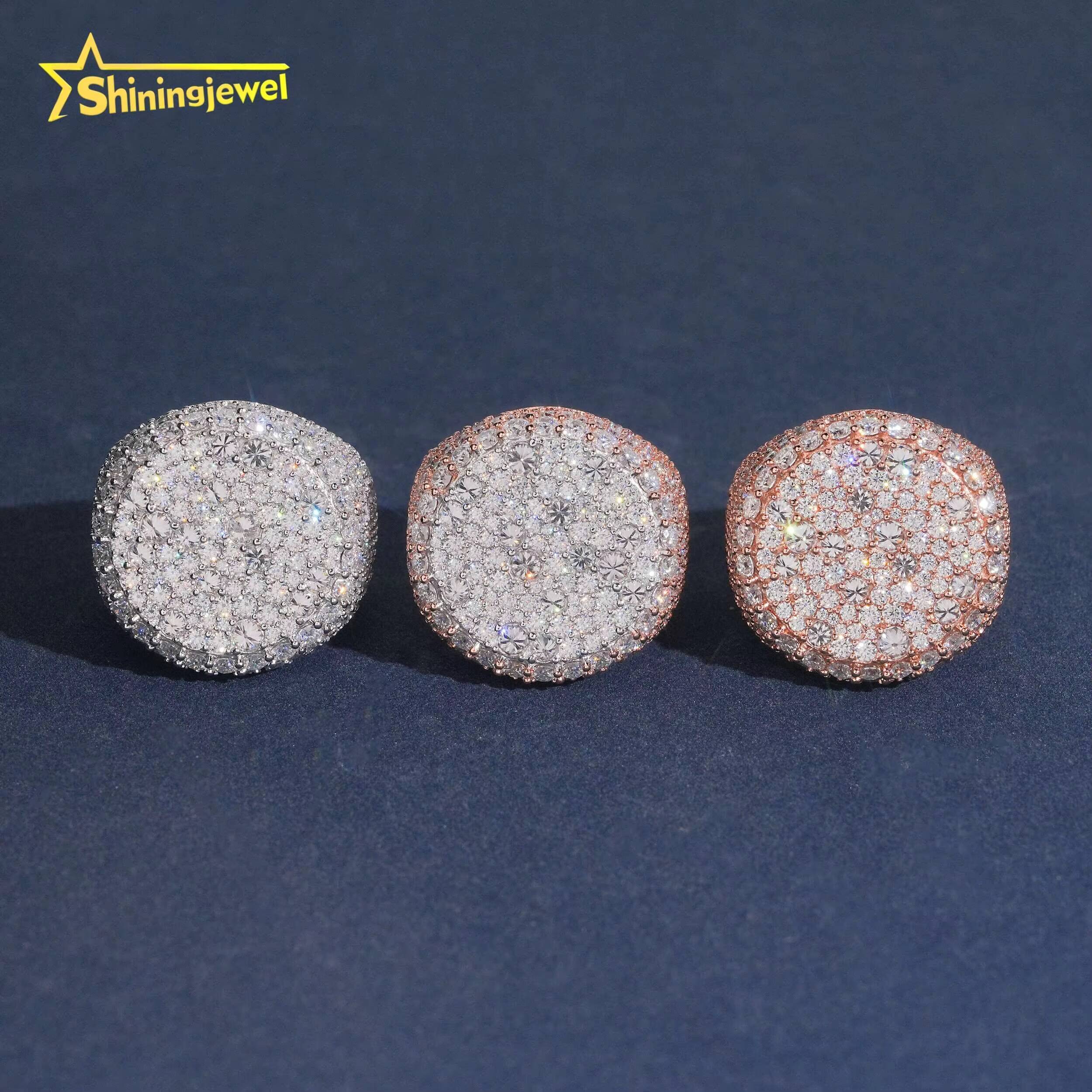 New Arrival Reverse Setting Moissanite Diamond Hip Hop Ring Iced Out Ring 925 Silver Moissanite Ring for Men