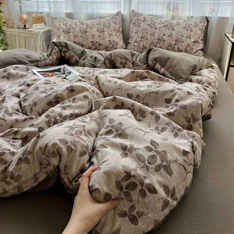 2025 new class A high gram weight linen raw hemp four-piece jacquard quilt cover bed sheet student dormitory three-piece set Y260124