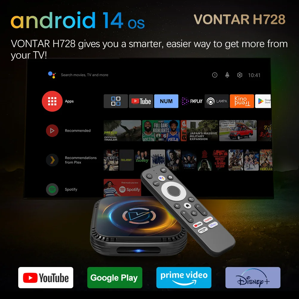 VONTAR H728 Android 14 TV Box Allwinner H728 Octa Core Cortex A55 Support 8K Video 4K 1000M LAN Wifi6 Media Player Cooling Fan