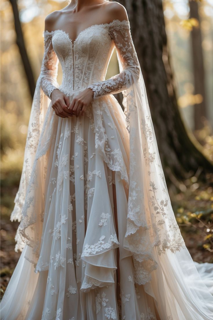 Medieval Renaissance Period Wedding Dresses With Off Shoulder Cape Sleeves Lace A-Line Vintage Victorian Bride Gown Customized
