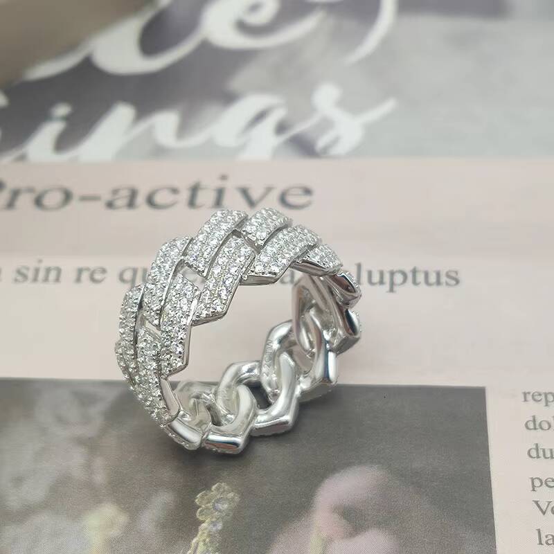 Hot Sale VVS Moissanite Iced Out Hip Hop Ring 925 Sterling Silver Ring With GRA Certificate