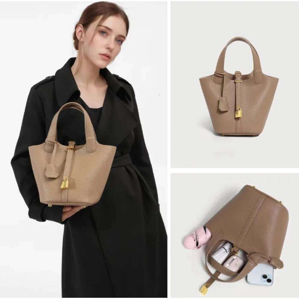 Women's Beige Textured Bucket Bag with Inner Pouch, Top Handle Drawstring Closure, Stylish Tote for Daily Use & Shopping