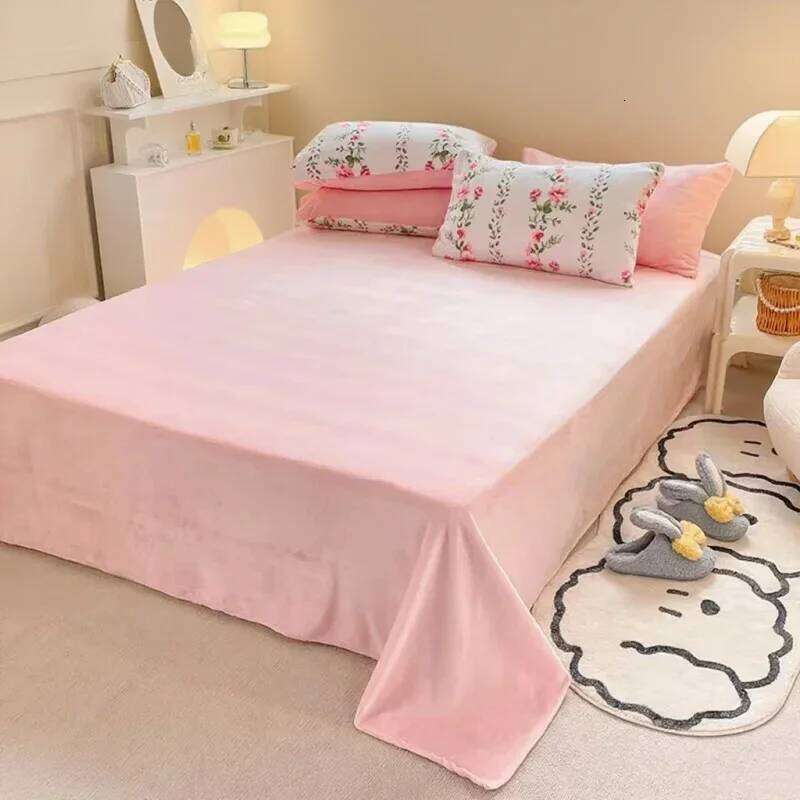 Super soft flannel double-sided bed sheet large coral fleece duvet cover thick warm velvet plush 4-piece set Y260124