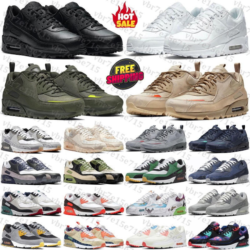 free shipping Designer airmaxx 90 90s sneakers Running Shoes trainers for mens womens white Wolf Grey Desert chaussure zapatillas Outdoor men women Sports runners