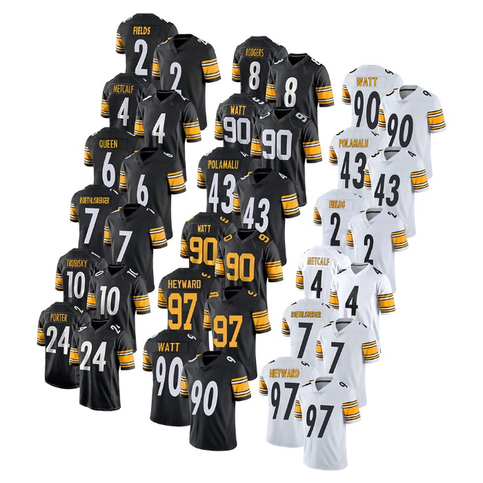 Men Women Youth Custom Steelerss Jerseys 97 HEYWARD 90 WATT 43 POLAMALU 39 FITZOATRICK 36 BETTIS 24 PORTER 2 FIELDS 3 WILSON 6 QUEEN 10 TRUBISKY S-7XL