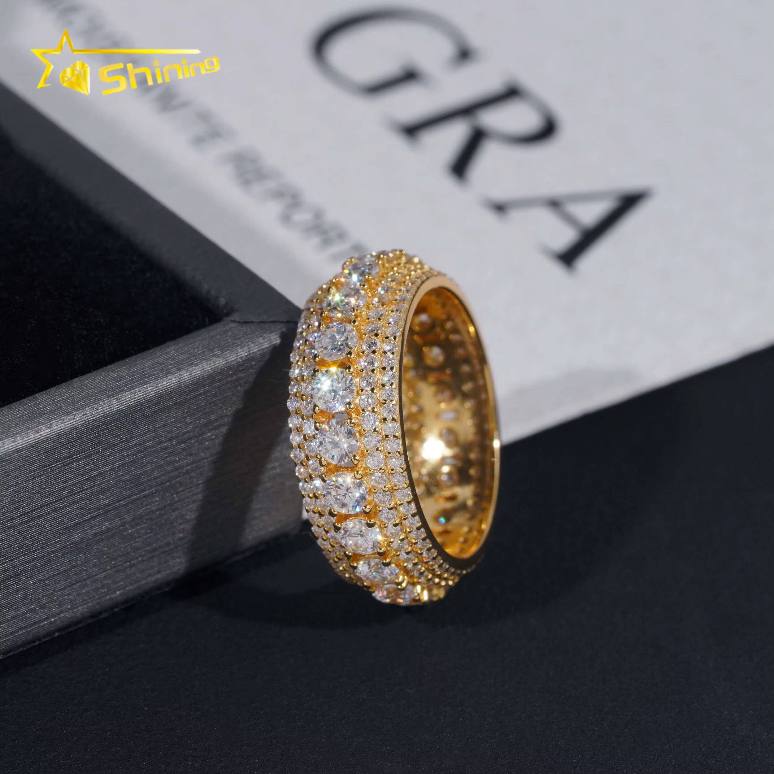 925 Sterling Silver Moissanite Jewelry Iced Out Hip Hop Men Full Diamond Ring Custom Fashion Moissanite Ring