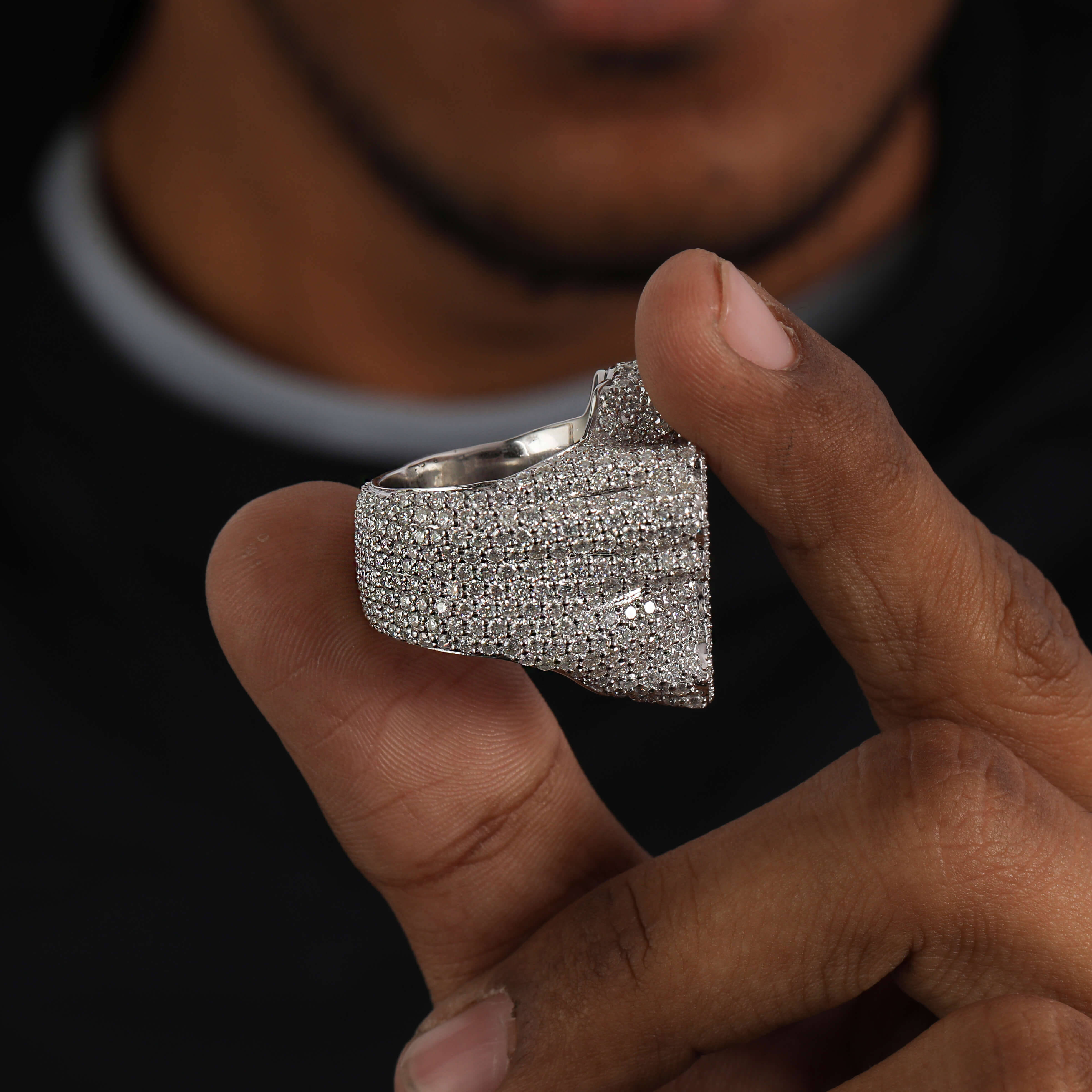Round Cut Hip Hop Diamond Ring for Mens in 18kt Solid Gold Moissanite Diamond Ring With New Custom Trendy Hip Hop Style