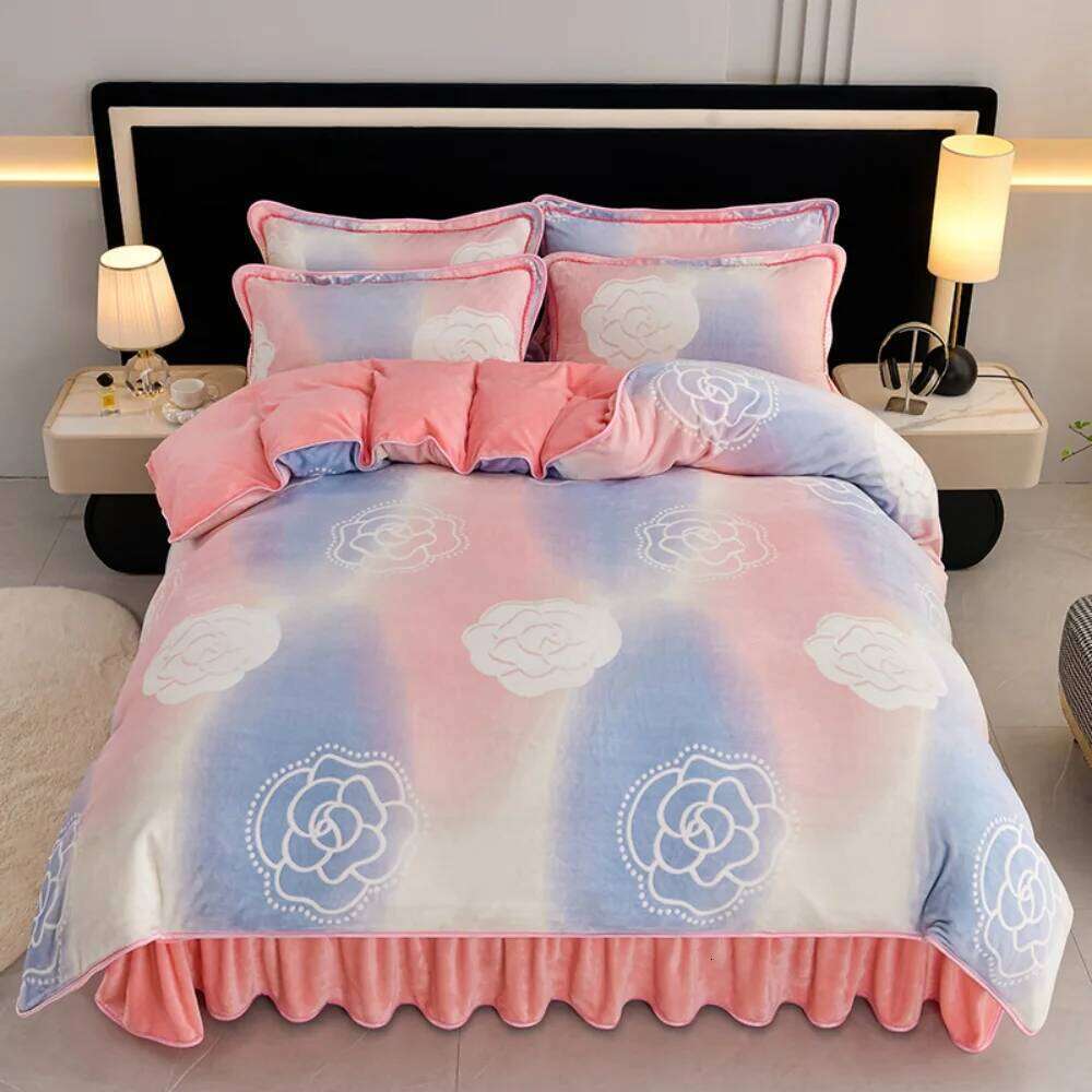 Light Luxury Class A Milk Velvet Four-Piece Set Winter Warm Thickened Fleece Home Anti-static Duvet Cover Bed Sheet Bedding Sets Y260124