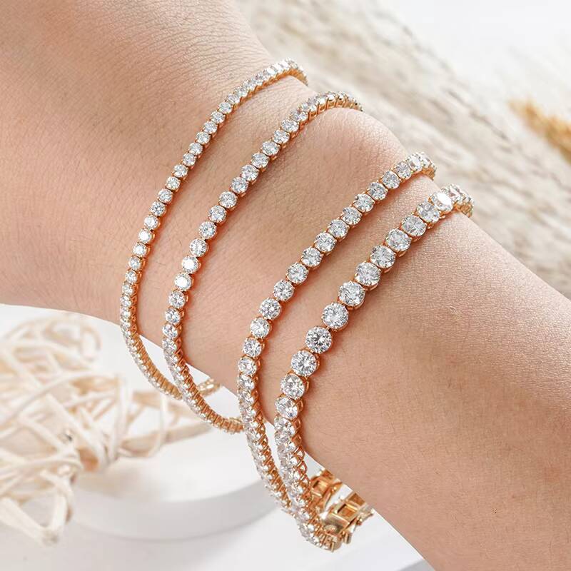 Ready to Ship Tennis Bracelet 10K White Yellow Solid Gold Different Size Lab Grown Diamond Tennis Chain