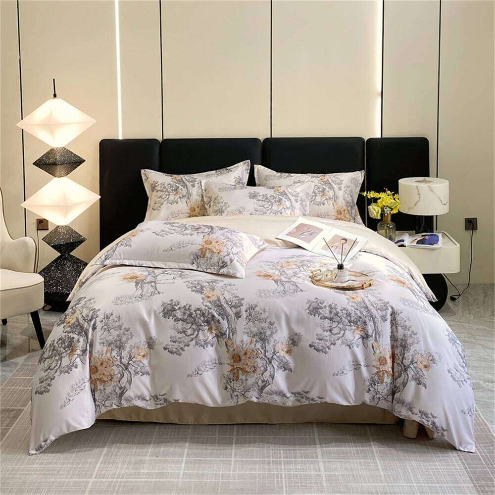 Luxury Lightweight Summer Washed Four Piece Washing True Silk Sheet Bed Cover Bedding Set Quilt Covers Comfortable Y260124