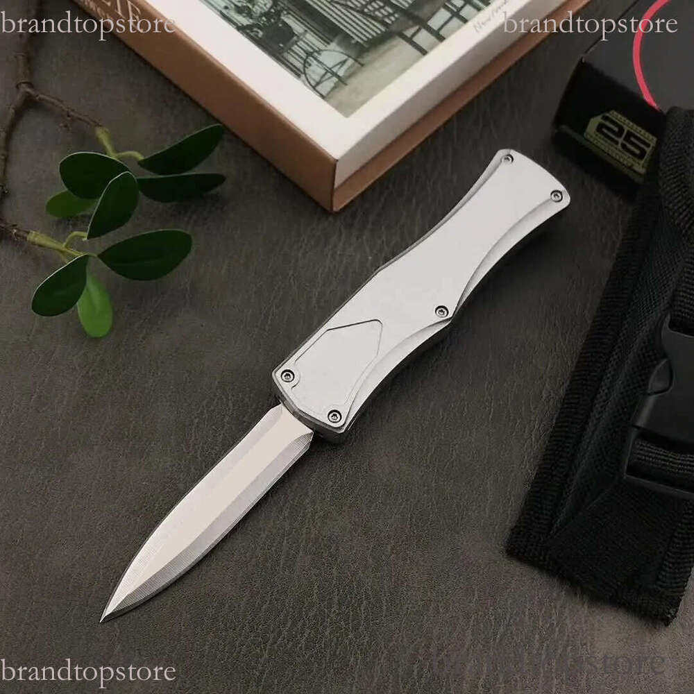 3Models White Hera Knife 2 87 Satin 440C Blade Alloy Handles Double folding Action Tactical Survival Gear Pocket Knives With knife Nylon Sheath - view 4
