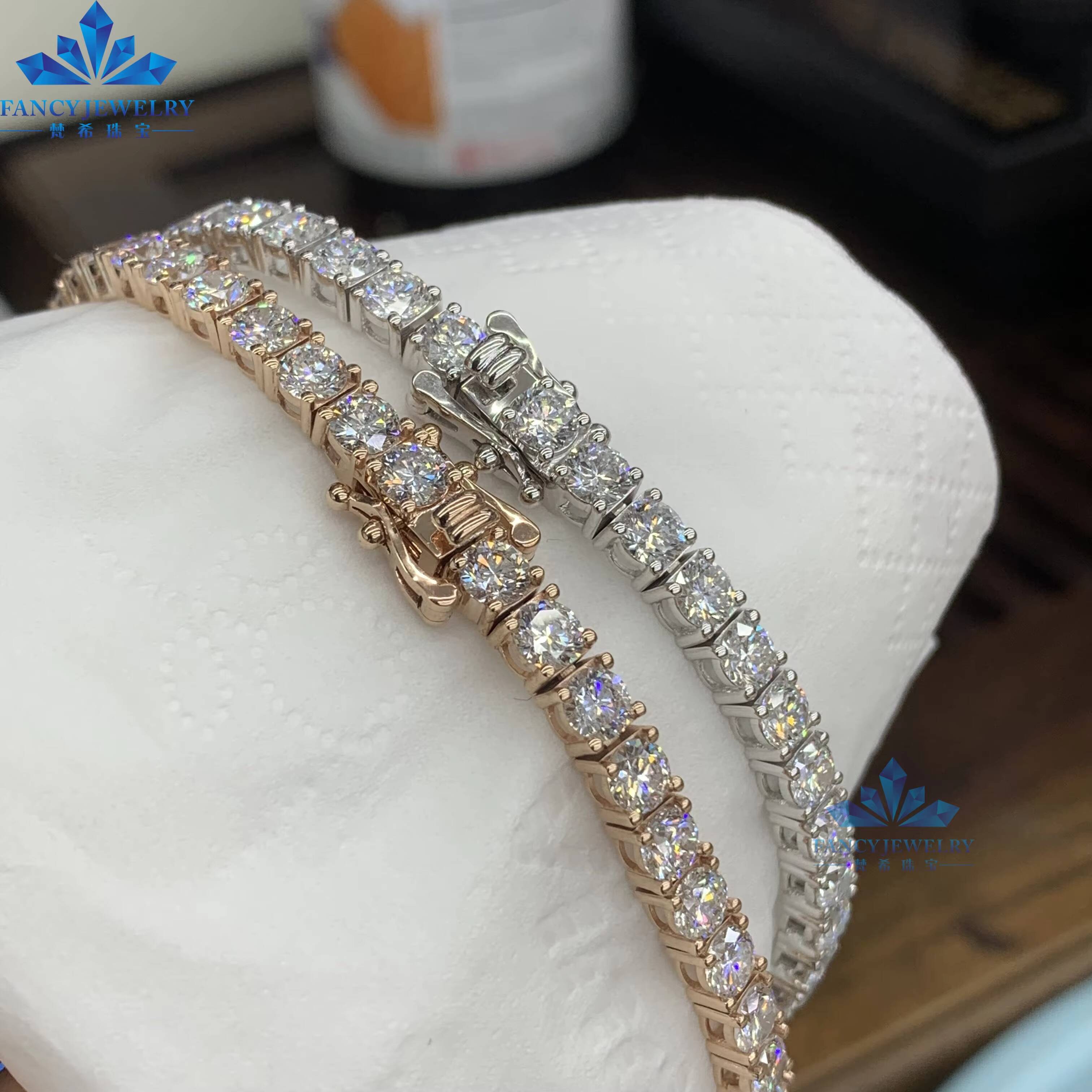 IGI Certified Lab Grown Diamond Tennis Necklace Chain CVD HPHT 18K 14K Gold 2MM 3MM 4MM 5MM Lab Created Diamond Tennis Bracelet