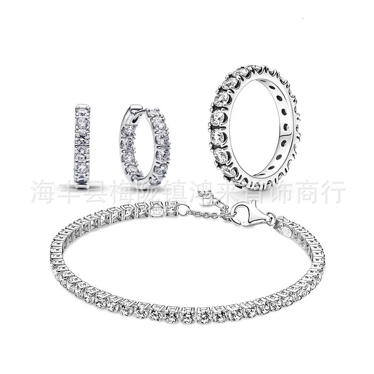 Pandorabraclet Jewelry Designer Pandorajewerly Charm Bracelet Braclets For Woman Shining Pave Tennis Bracelet Adjustable Zircon Ring Silver-plated Earrings