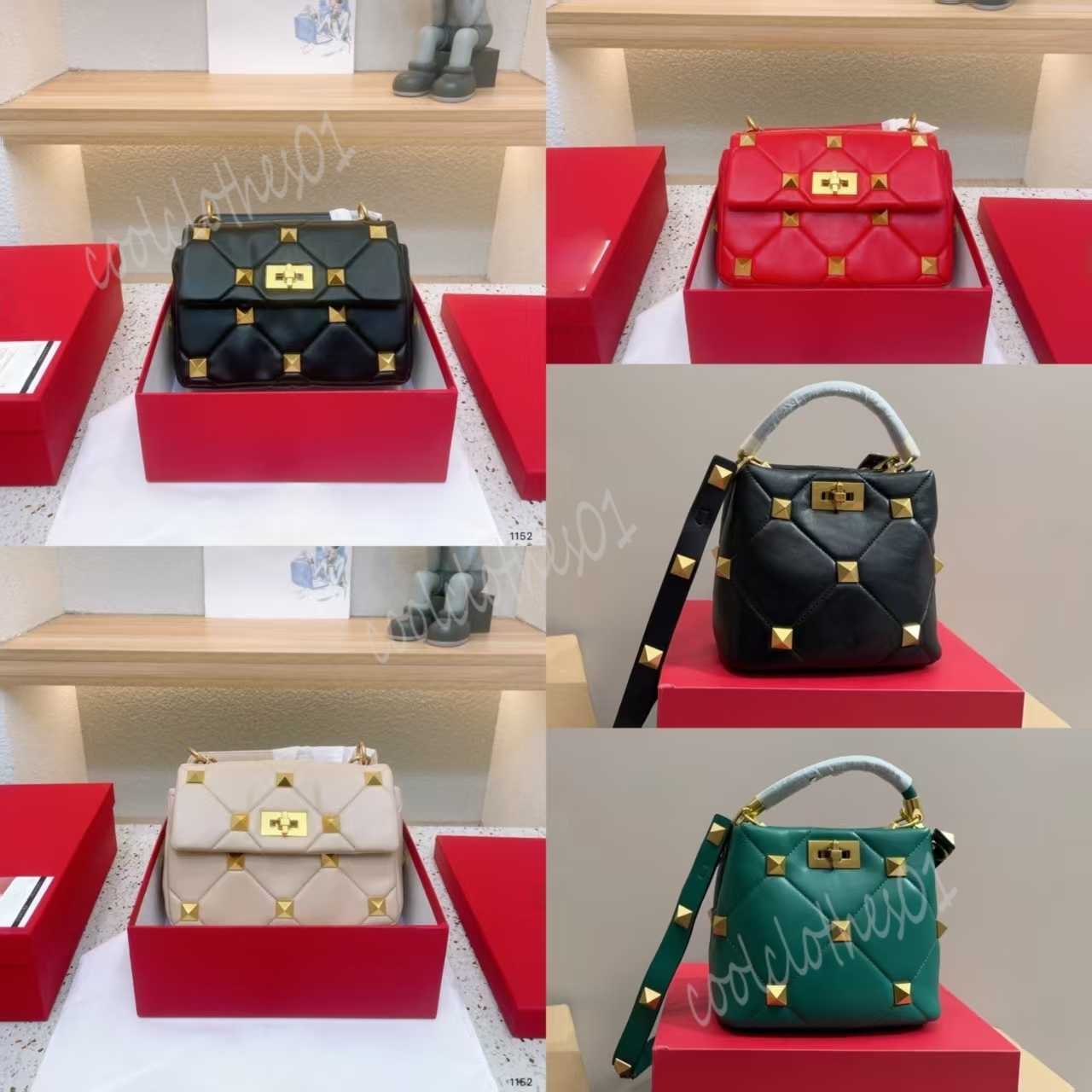 9A designer Bag Crossbody Spike Waist Chest Women Rivet Handbag Letter Sheepskin Genuine Purse luxury bag V shoulder bag woman suede designer bag