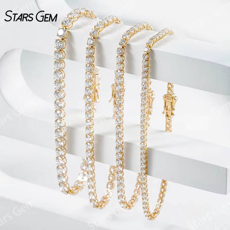 10K Gold Tennis Bracelet with Round Cut Lab Grown Diamond HPHT CVD DE VS Round Brilliant Cut Jewelry IGI Certified Bracelet