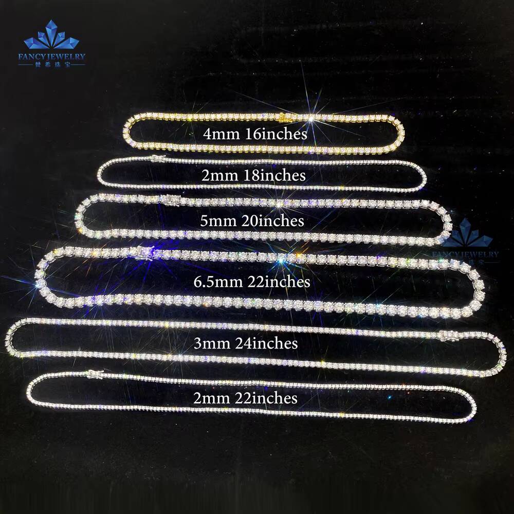 Factory HPHT CVD Lab Grown Diamond Tennis Bracelet Necklace 10K 14K Real Solid Yellow Gold Link Chain for Men Women 2mm 3mm