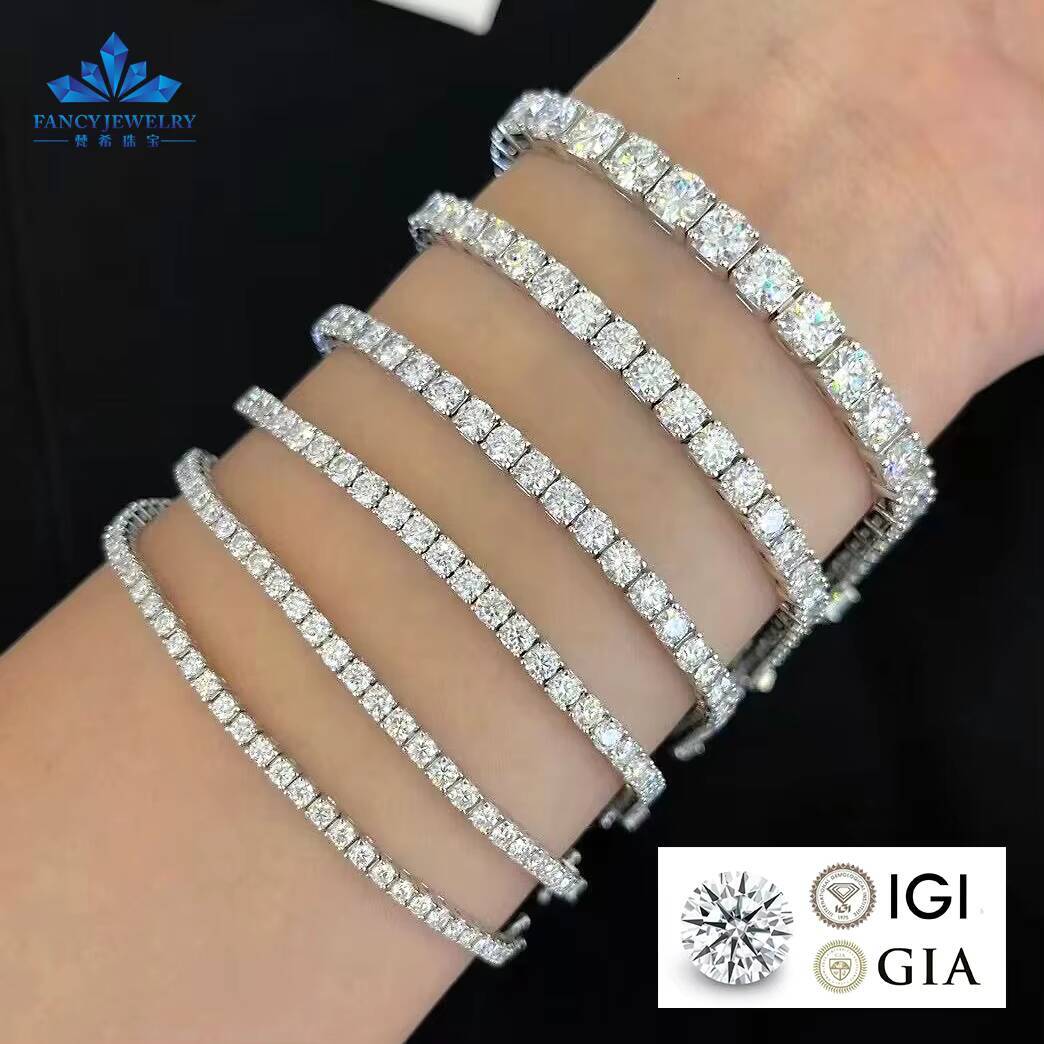 IGI Certified Lab Grown Diamond Tennis Necklace Chain CVD HPHT 18K 14K Gold 2MM 3MM 4MM 5MM Lab Created Diamond Tennis Bracelet